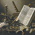 Pieter claesz. (berchem 1597/8 - 1660/1 haarlem), vanitas still life with a book, a glass roemer, a skull, a lute, a pack of car