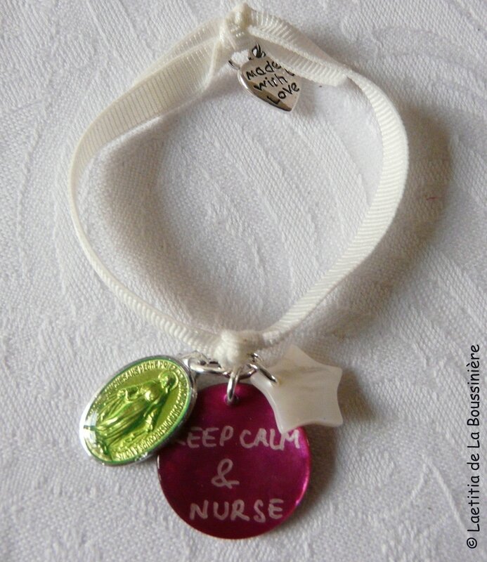 Bracelet d'allaitement Marie (granny, fushia et blanc)