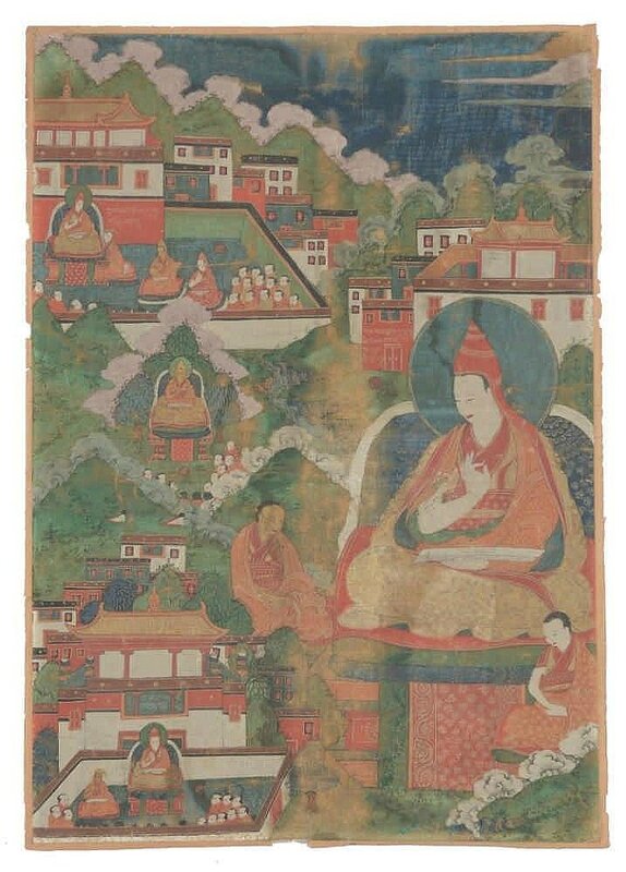A rare Tibetan thangka of Shantirakshita, 17th-18th century