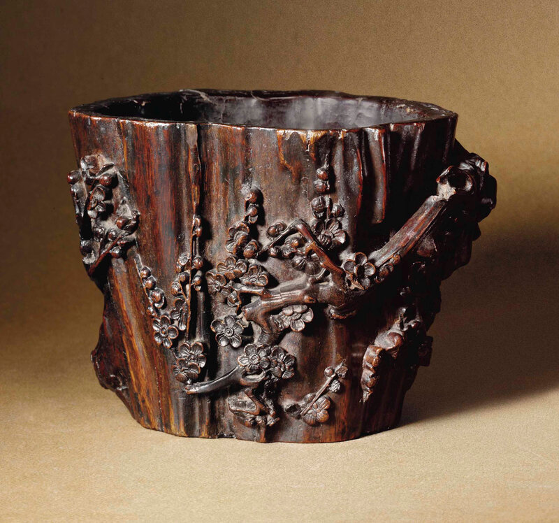 A blue and white Transitional brush pot, 17th Century with Chenghua mark. -  Bukowskis