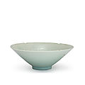A qingbai-glazed lobed 'fish and waves' conical bowl, southern song dynasty (1127-1279)