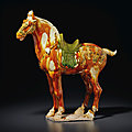 A large sancai-glazed pottery horse, Tang dynasty (618-907)