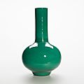 Chinese Green Sandwiched Glass Bottle Vase, 19th Century
