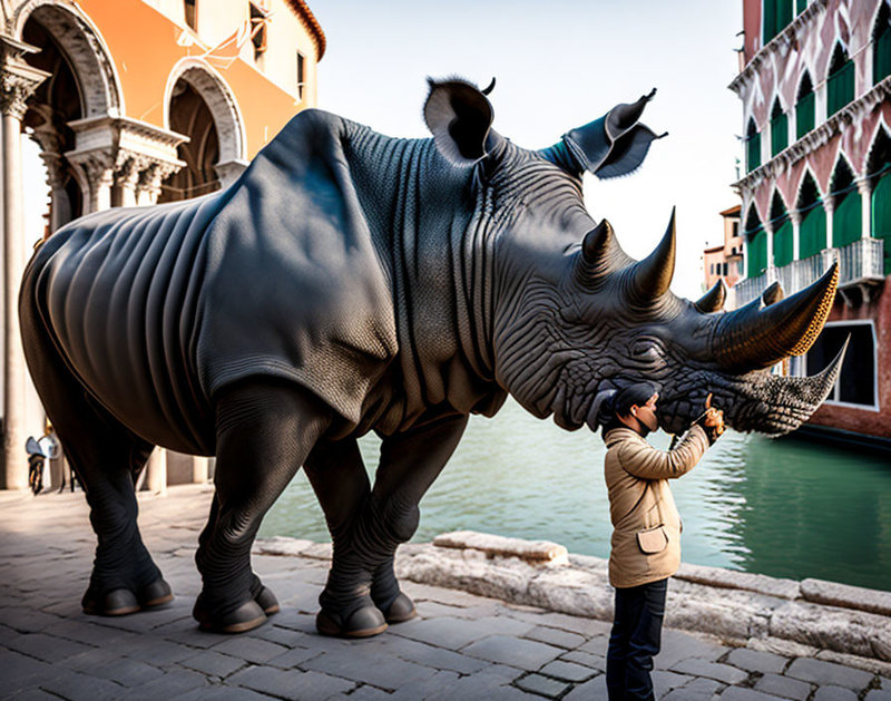masque de Rhinocéros à Venise façon Guardi
