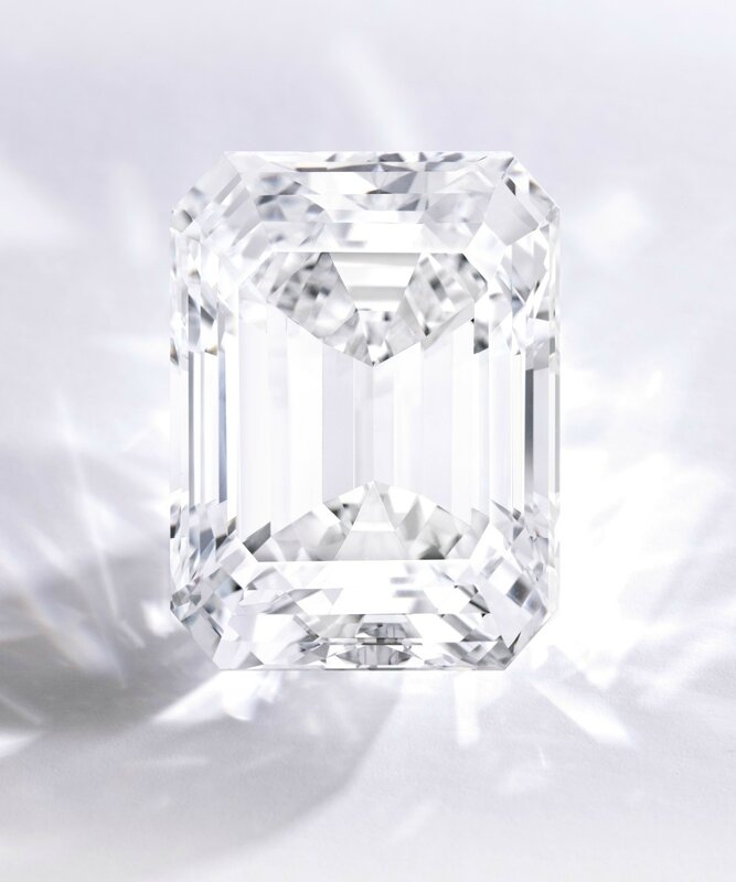 A Spectacular Emerald-Cut Diamond – The emerald-cut diamond weighing 100