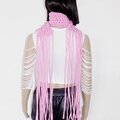 scarf long crochette pink with fringe d