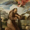École ITALIENNE du XVIIe siècle, entourage de Francesco ALBANI - Saint François et la vision de la fiole d'eau transpare