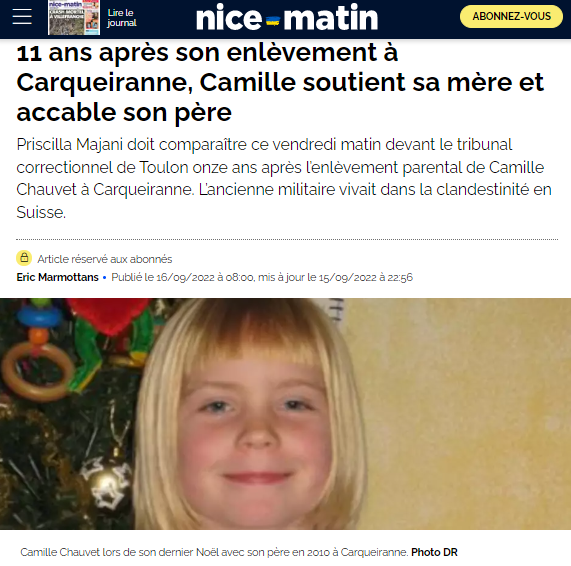 2022-11-26 20_13_34-11 ans après son enlèvement à Carqueiranne, Camille soutient sa mère et accable