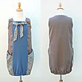 Robe à poches taupe bleu