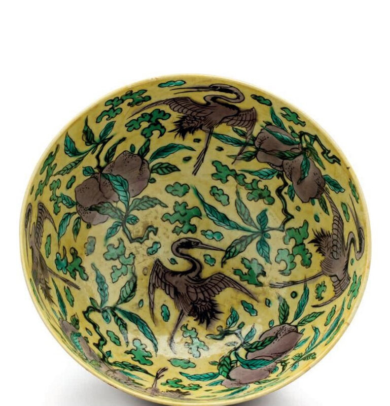 A yellow-ground enameled bowl, China, Kangxi period (1662-1722)