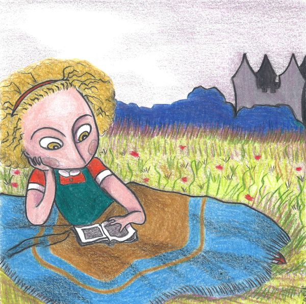 albertine lit dans l'herbe