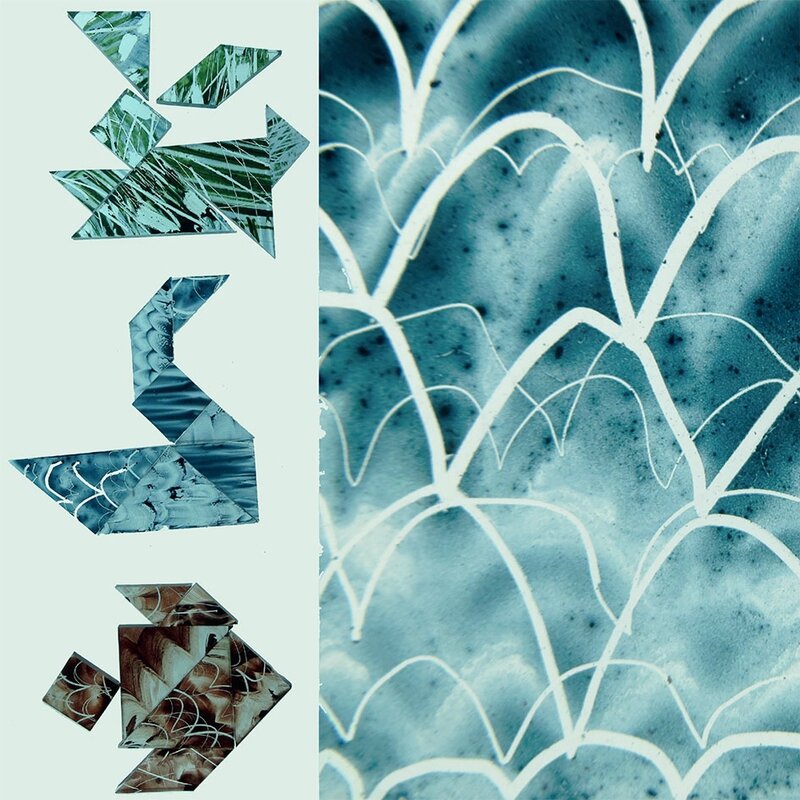 tangram et peinture sur verre