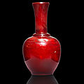 A rare red glass bottle vase, Yongzheng four-character wheel-cut mark and of the period