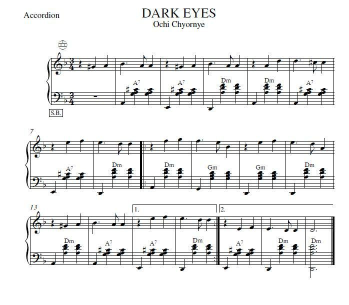 les yeux noirs partition accordeon chromatique 