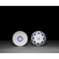 A pair of blue and white 'ruyi' dishes. marks and period of jiajing