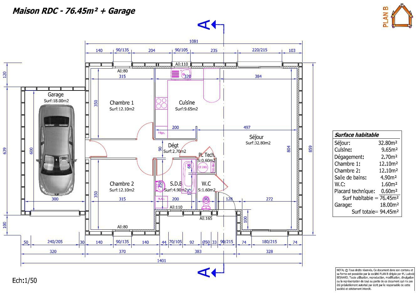 MAISONS - PLAN B - Type T3 - PLAN B