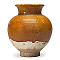 An amber-glazed globular jar, liao dynasty (907-1125)