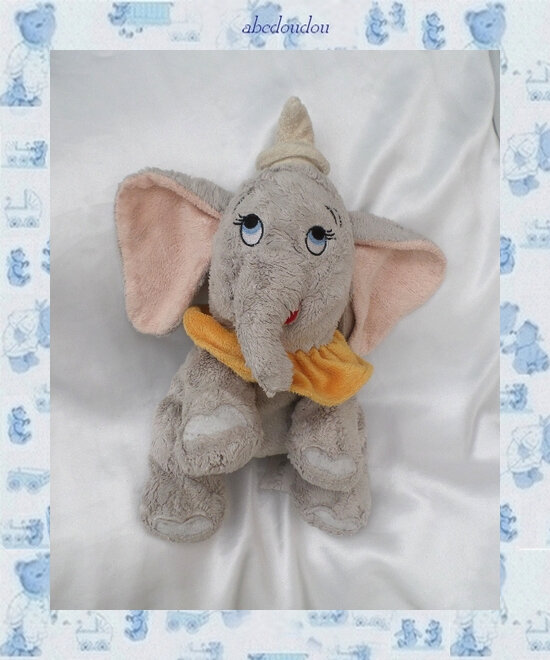 Doudou éléphant Dumbo Nicotoy Disney plat gris