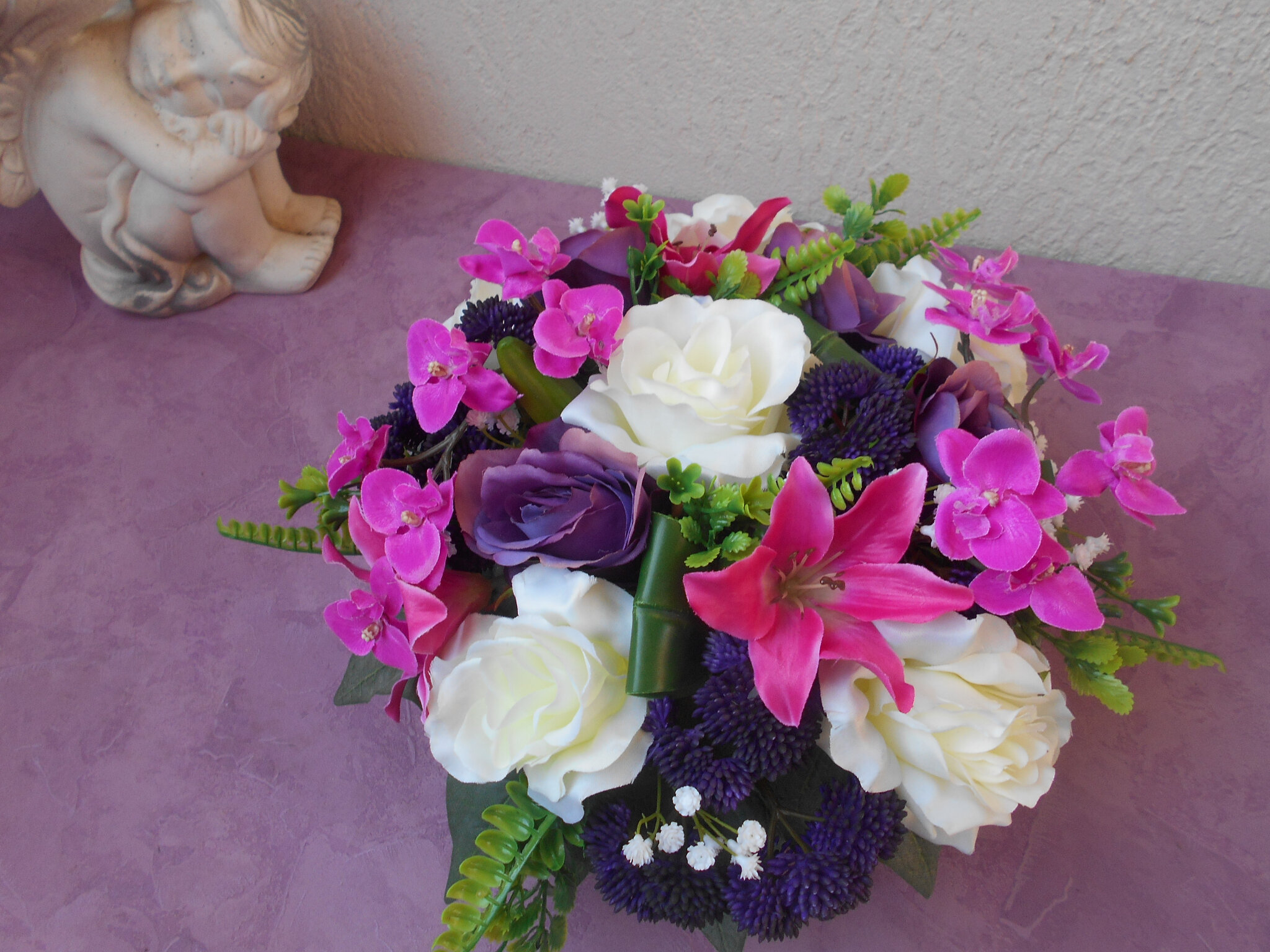 Composition florale pour cimetière - Décoration de mariage - Fleurs  artificielles