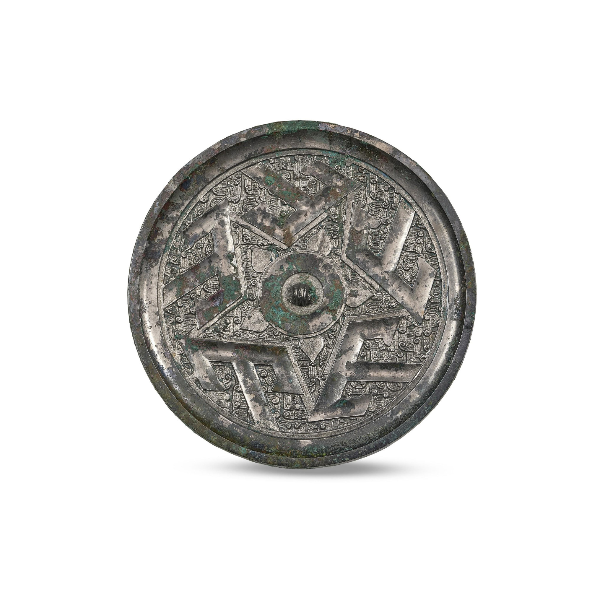 A bronze 'five mountain' mirror, Warring States period (475-221 BC)