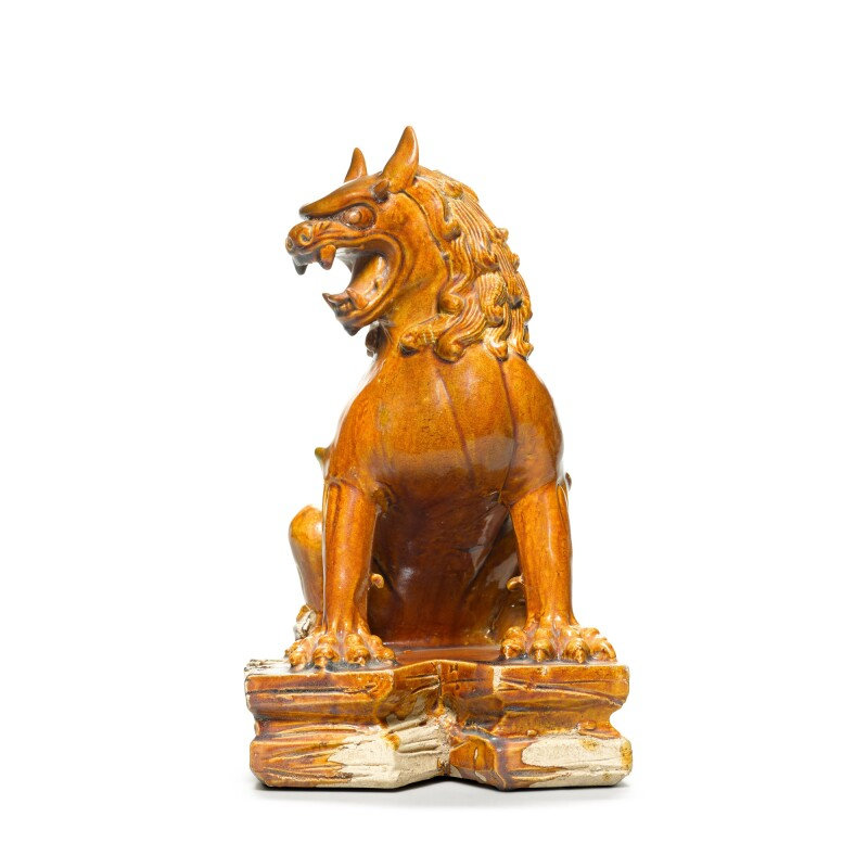An amber-glazed figure of a lion, Tang dynasty