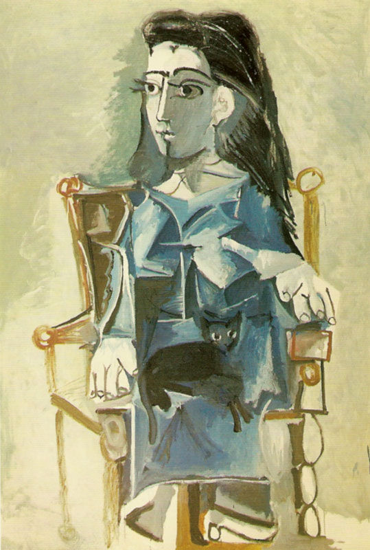 Jacqueline Assise Avec Son Chat P Picasso Mougins 1964 Huile Sur Toile 195 X 130 Cm Amaterasu