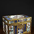 Good french gilt metal and japanese porcelain casket, 19th century