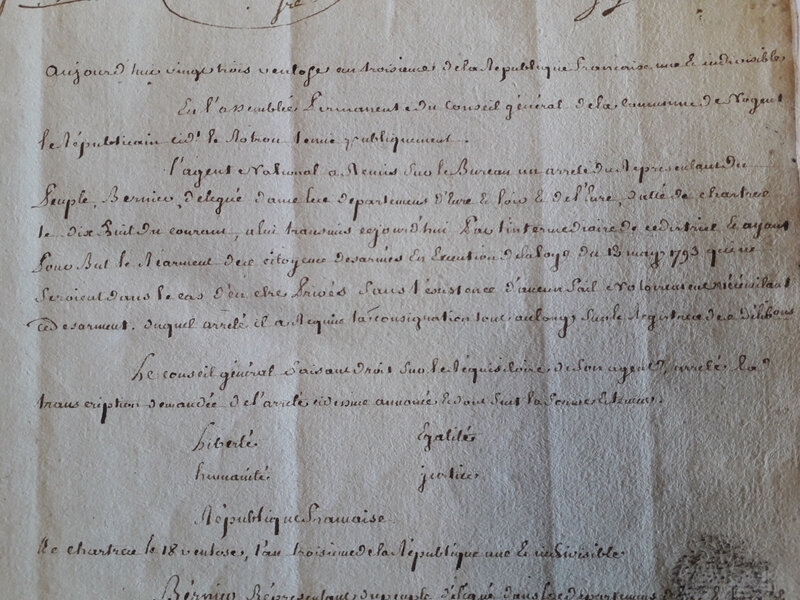 Nogent-le-Républicain le 13 mars 1795 : réarmement hypothétique de « citoyens »