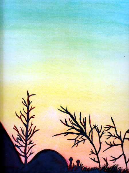 Peinture De Coucher De Soleil En Aquarelle La Vie Dune Rose