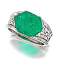 Paul flato, a superb carved emerald, diamond, and platinum bracelet