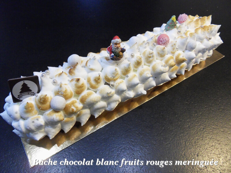 Buche chocolat blanc fruits rouges meringués