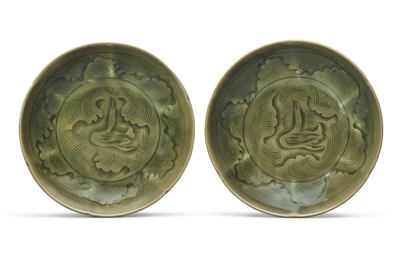 A pair of 'Yaozhou' celadon-glazed dishes, Northern Song dynasty (960–1127)
