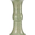 A 'longquan' celadon beaker vase, gu, ming dynasty, 16th-17th century