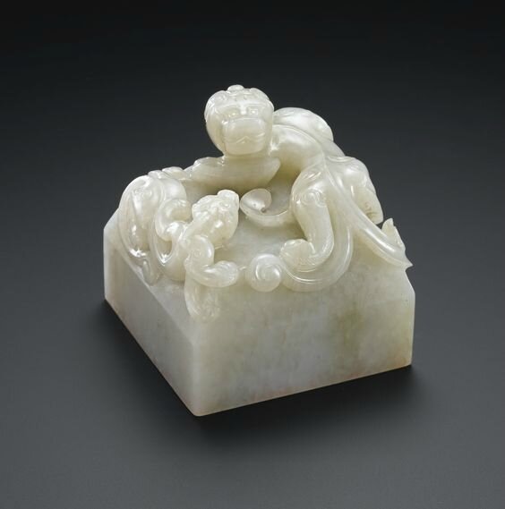 An Imperial white jade Xiumu Jiayin seal Qing Dynasty, Jiaqing Period