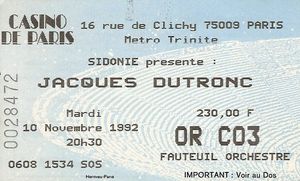 1992_11_Jacques_Dutronc_Casino_de_Paris_Billet