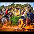 Passage du feu à cheval (cie capalle) fête médiévale du château de talmont en vendée