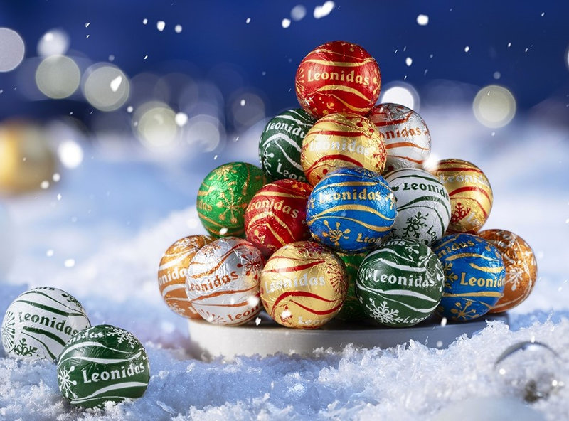 Chocolats Boules Noël chez Leonidas