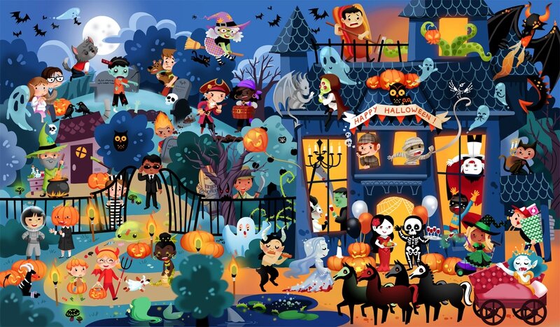 Cherche et trouve Happy Halloween - Léa Fabre - Illustration