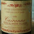 Vdv#3 : cuvée estevenas de corinne couturier - cairanne 1998 (rouge)