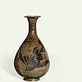 A rare dark brown-glazed vase, yuhuchunping , Jinn-Yuan dynasty (1115-1368)