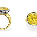 A yellow sapphire, diamond and ruby ring, by taffin
