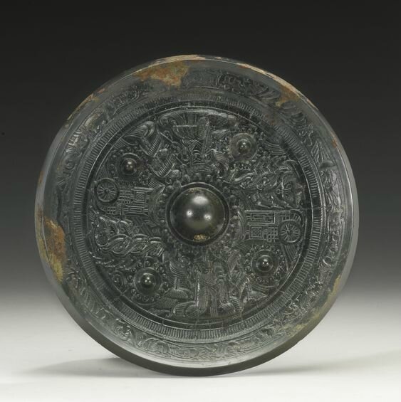 A bronze 'Immortals' mirror, Han dynasty